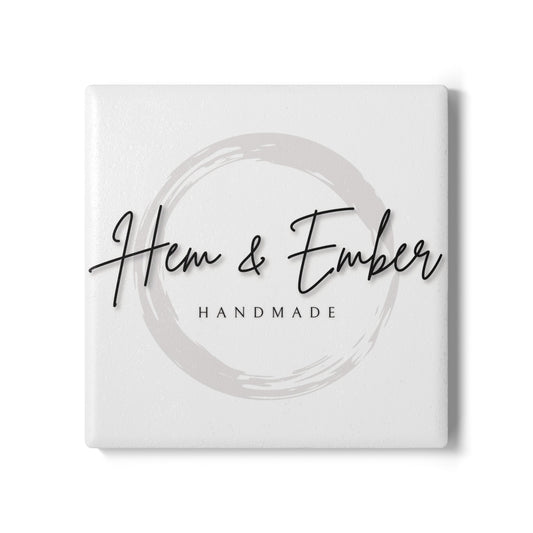 Hem & Ember Logo Ceramic Coaster
