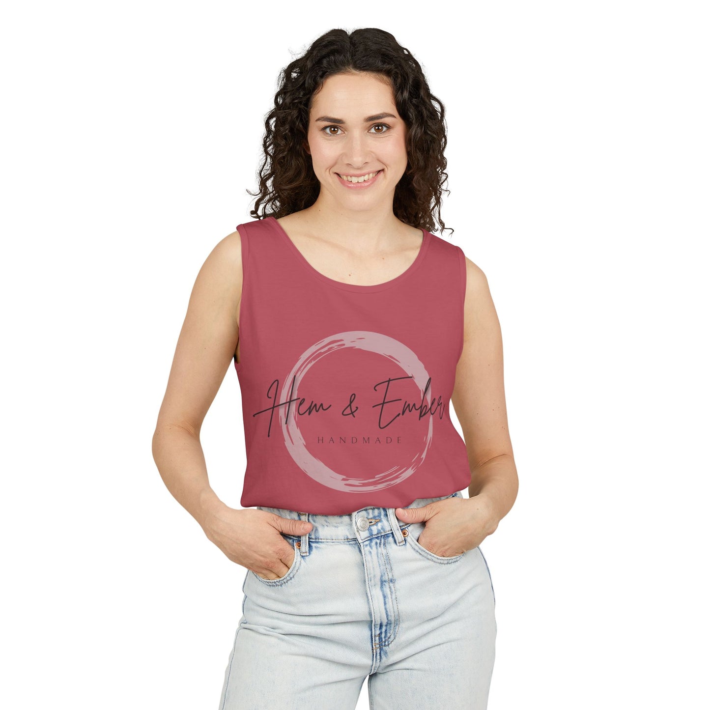 Hem & Ember Logo Tank — Lightweight Casual Graphic Tank Top