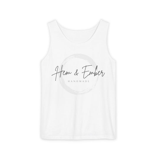 Hem & Ember Logo Tank — Lightweight Casual Graphic Tank Top