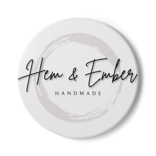 Hem & Ember Logo Ceramic Coaster