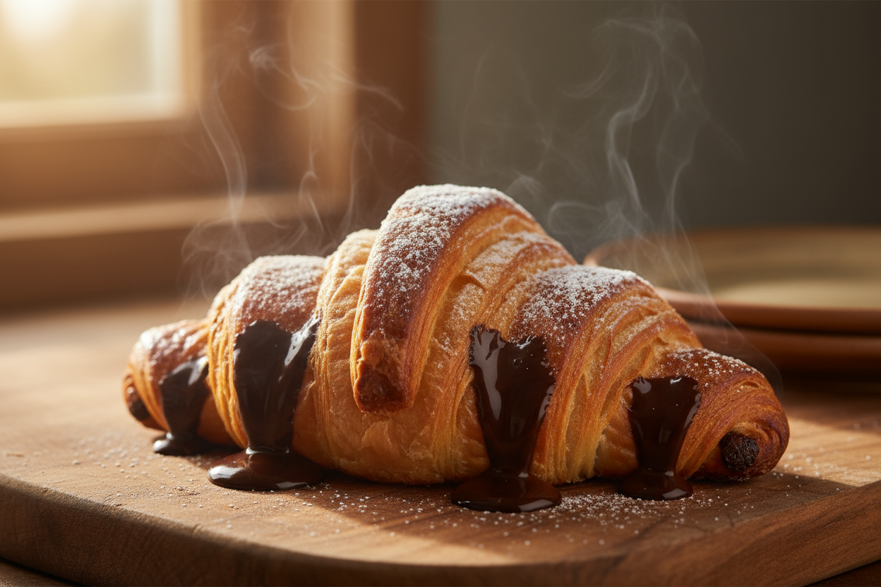 warm chocolate croissant